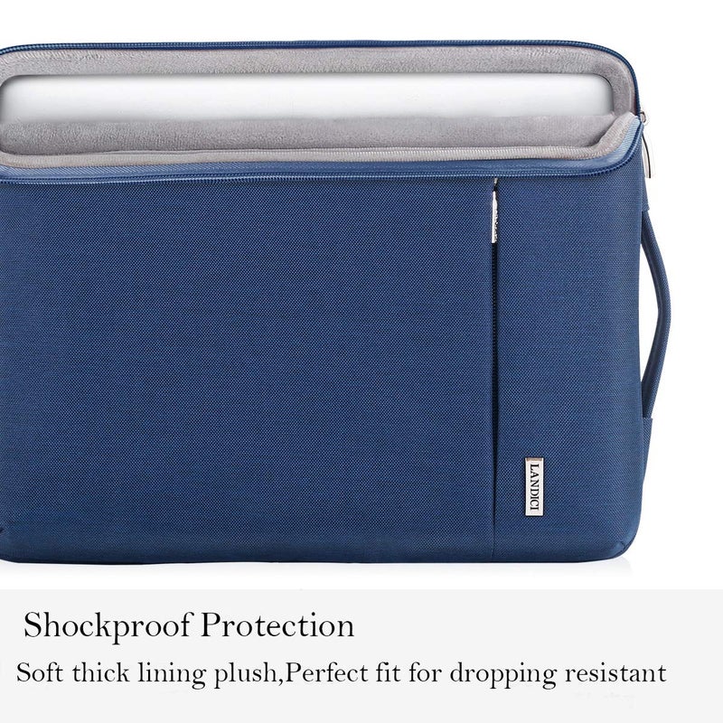 LANDICI 360Â° Protective Laptop Sleeve 13-14 Inch, Computer Bag Carrying Case for MacBook Air 13 M1/M2, MacBook Pro 13/14, Chromebook 14, Slim, Shockproof, Waterproof, Blue - Image 4